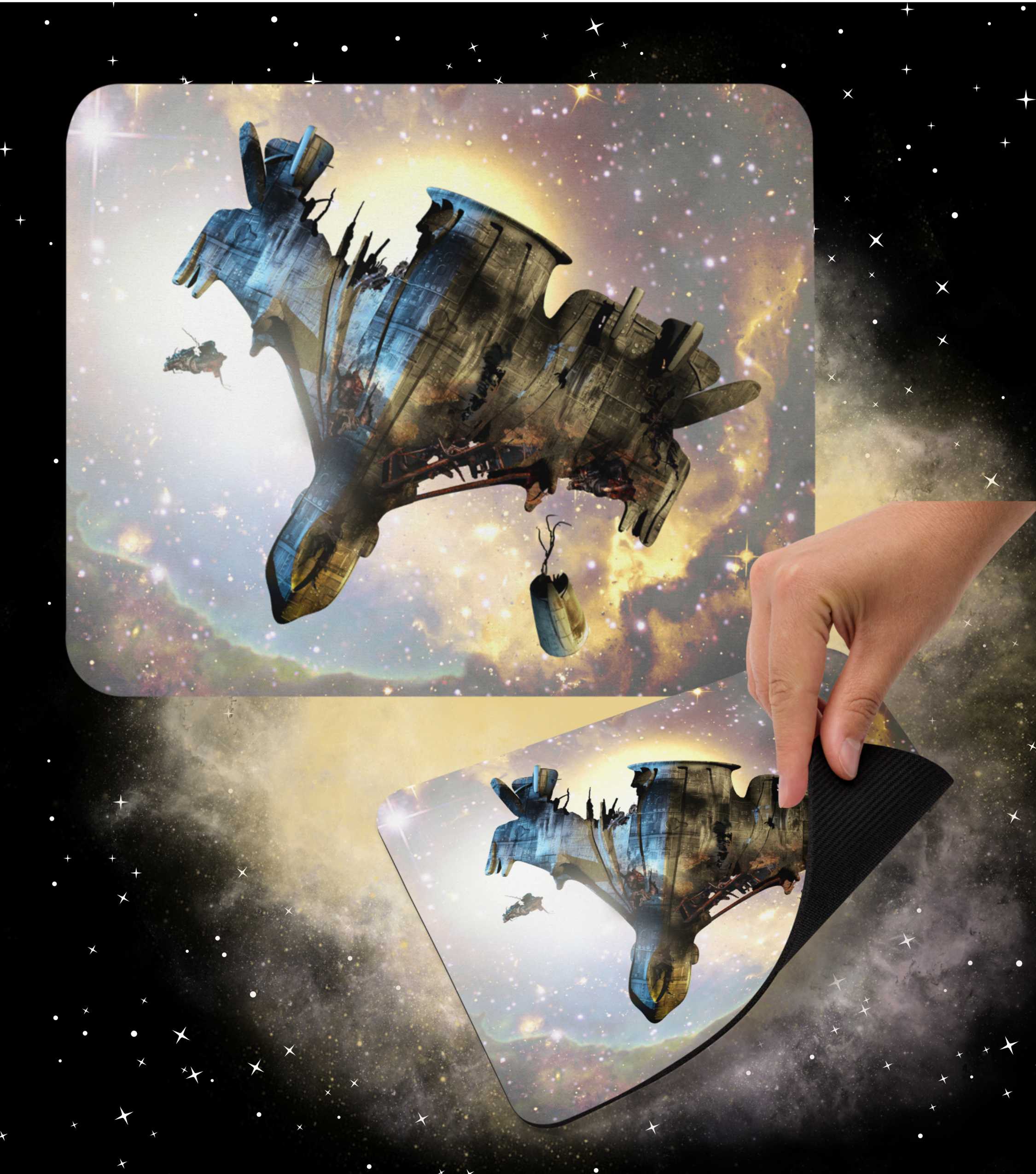 SPACESHIP WRECK Mouse pad - The Diving Universe by Kristine Kathryn Ru